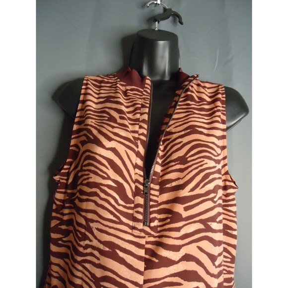 Loft Outlet Halter Tank Top Flowing Tunic Red Zebra Stripe Quarter Zip Size Med - Picture 7 of 9